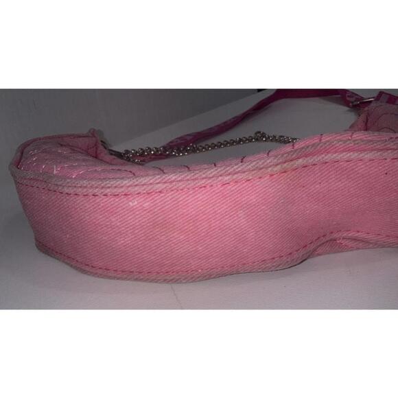 Betsey Johnson XOVALLI Pink Skull Crossbones Embroidered Crossbody Shoulder Bag - Picture 9 of 12